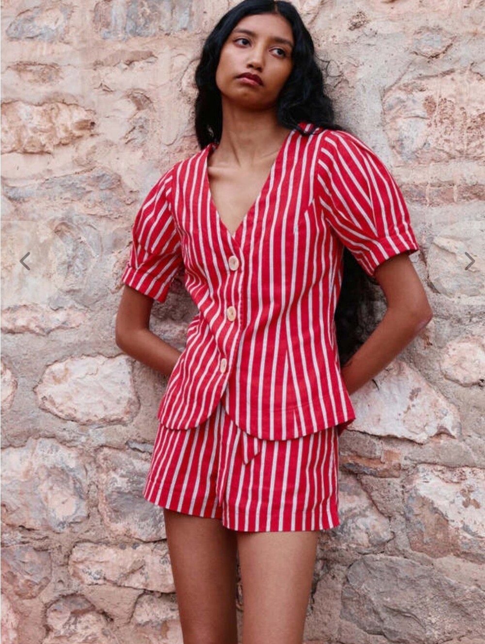 Damson Madder Shell Linen Blend Puff-Sleeve Blouse EU Size 14/ US Size 10